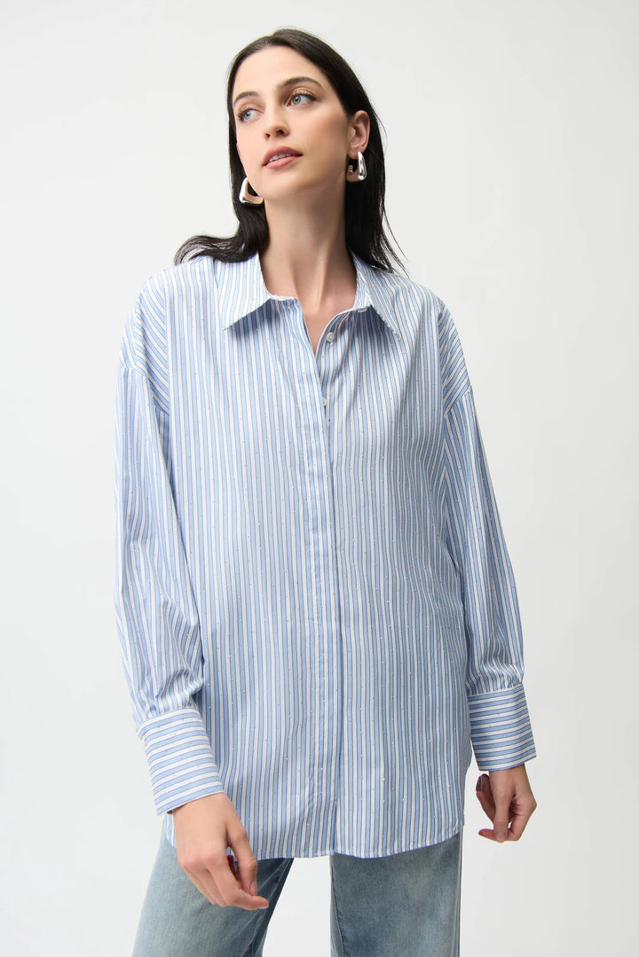 Joseph Ribkoff Tencel Stripe Print Boxy Blouse Style 261931 2