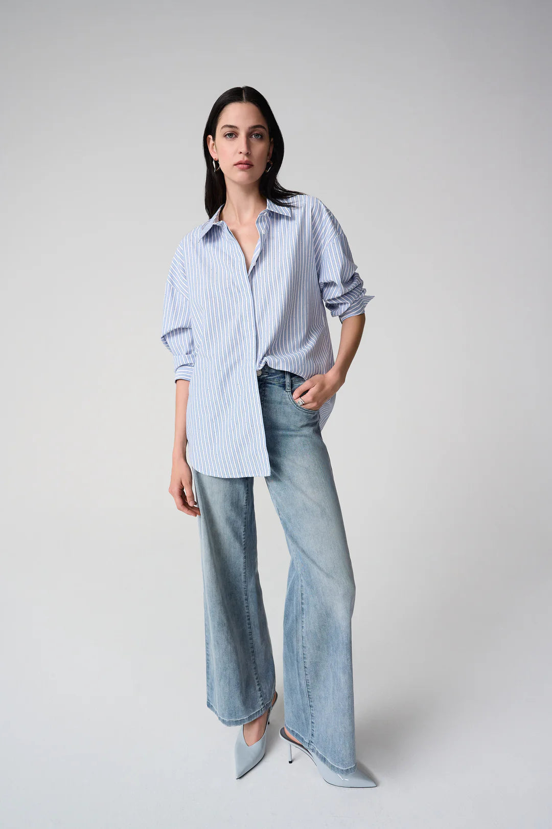 Joseph Ribkoff Tencel Stripe Print Boxy Blouse Style 261931 3
