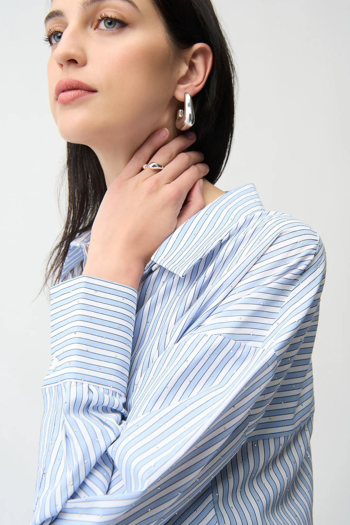 Joseph Ribkoff Tencel Stripe Print Boxy Blouse Style 261931 5