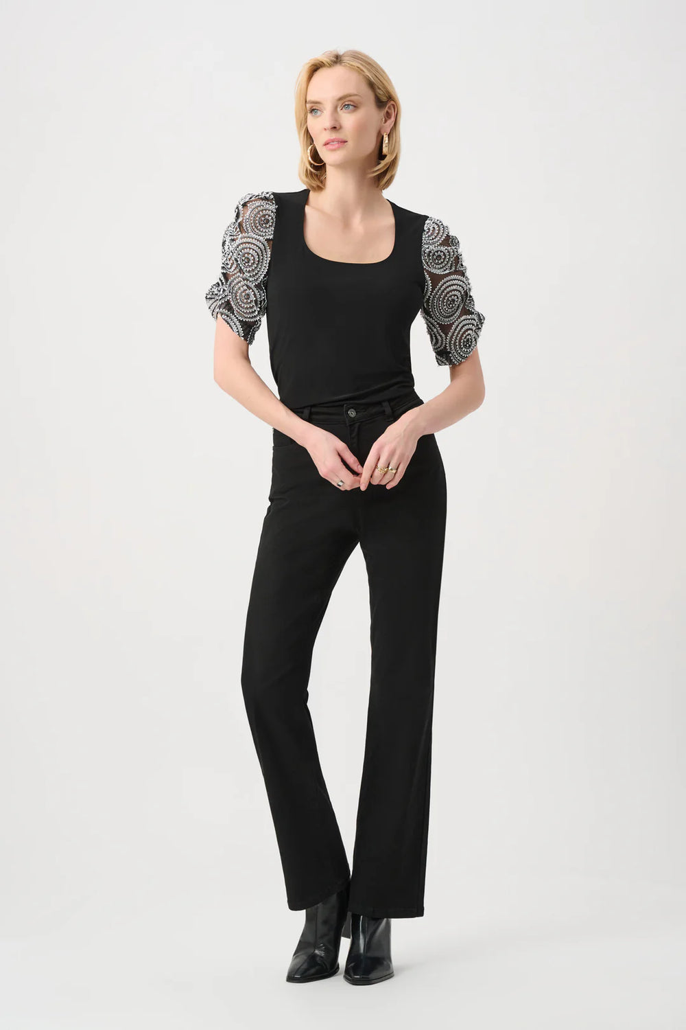 Joseph Ribkoff Silky Knit Novelty Sleeve Top Style 263028 2