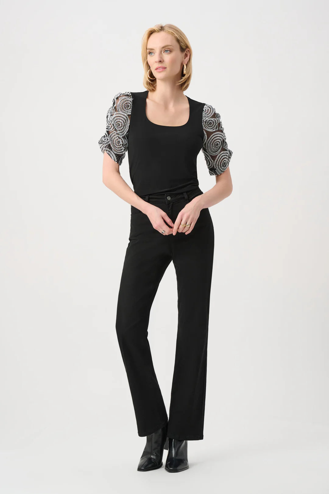 Joseph Ribkoff Silky Knit Novelty Sleeve Top Style 263028 2