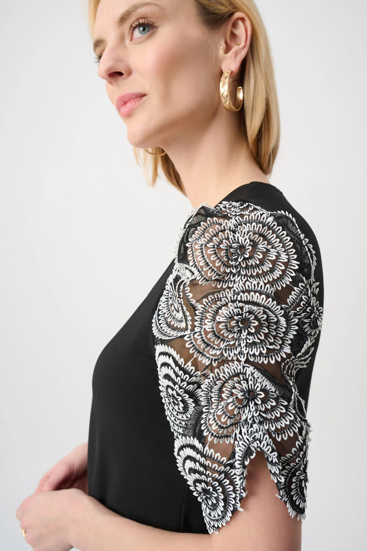 Joseph Ribkoff Silky Knit Novelty Sleeve Top Style 263028 3