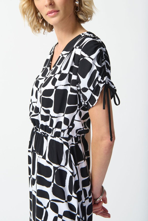 Joseph Ribkoff Shirred Sleeve Midi Dress Style 242100 Detail