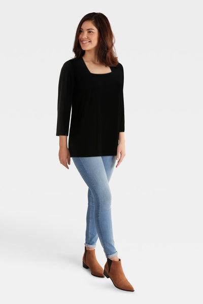 Square Neck Top Style 233185 Black Side.