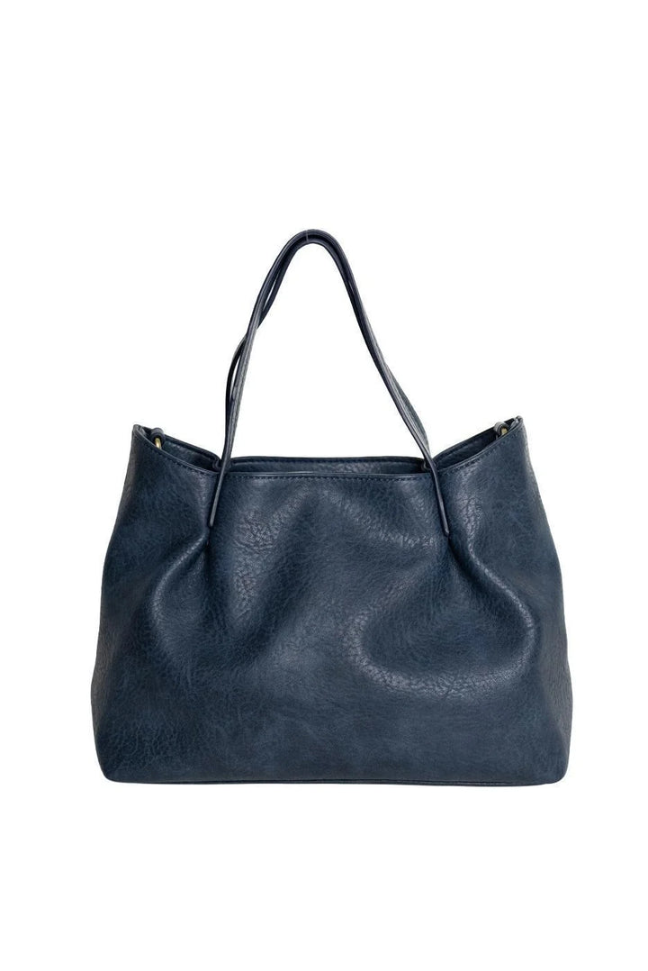 Joy Susan Niki Pleated Satchel Crossbody Navy 1