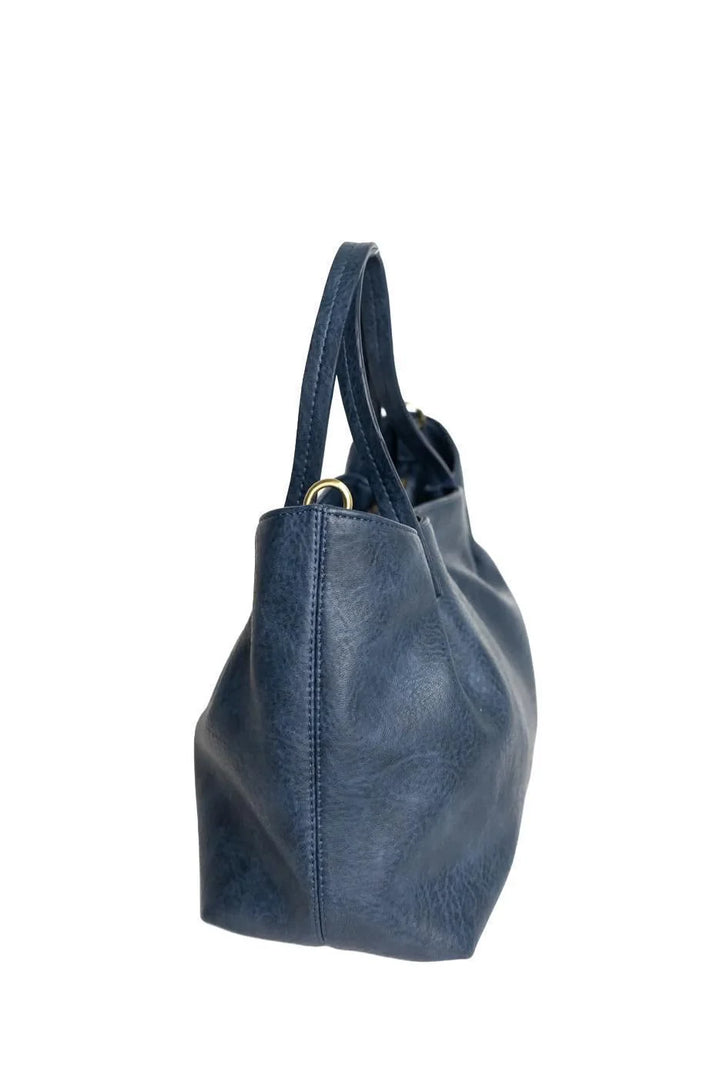 Joy Susan Niki Pleated Satchel Crossbody Navy 4