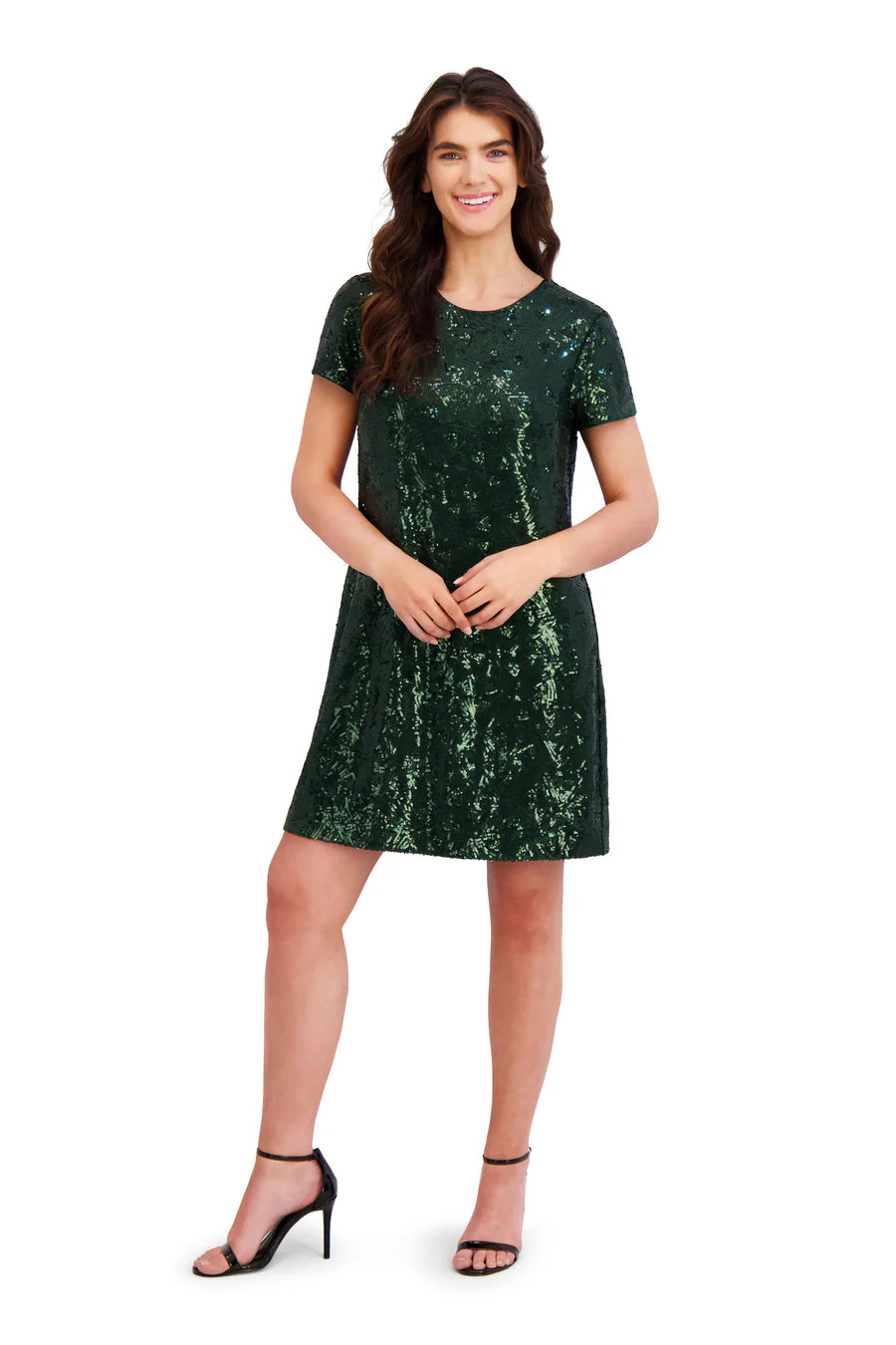 London Times Amada T-Shirt Dress in Geo Sequin 2