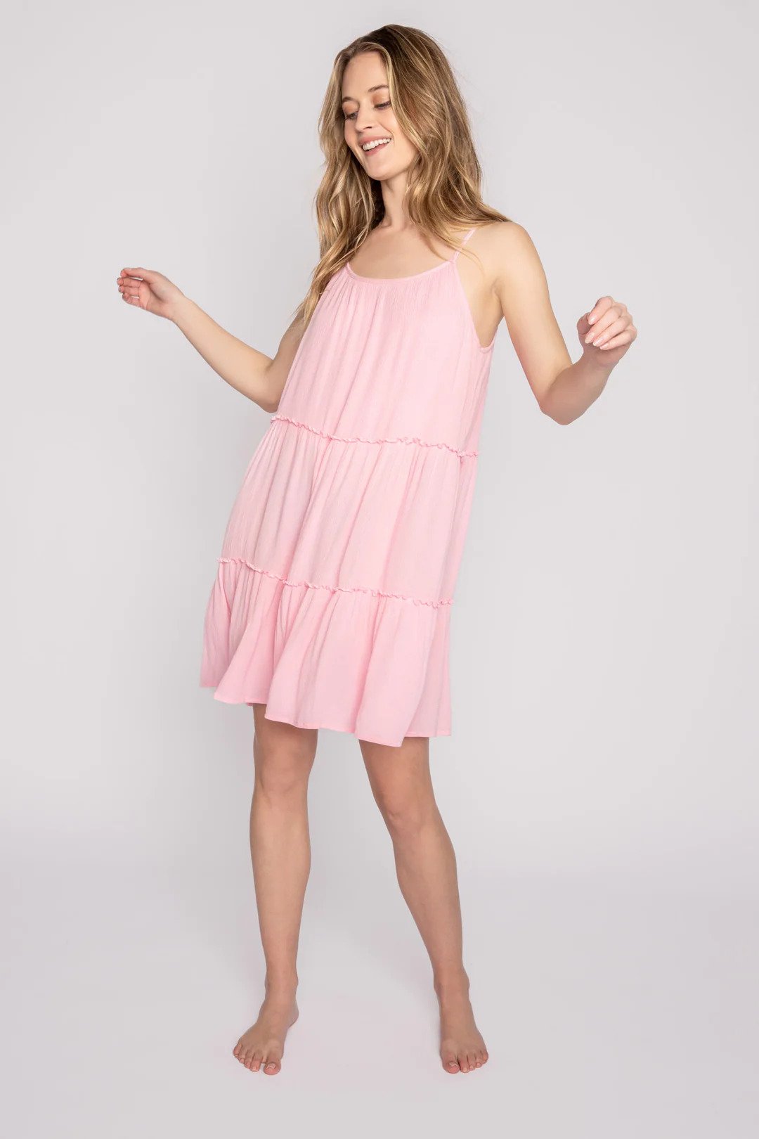 Limeade dress True Pink Front Pose.