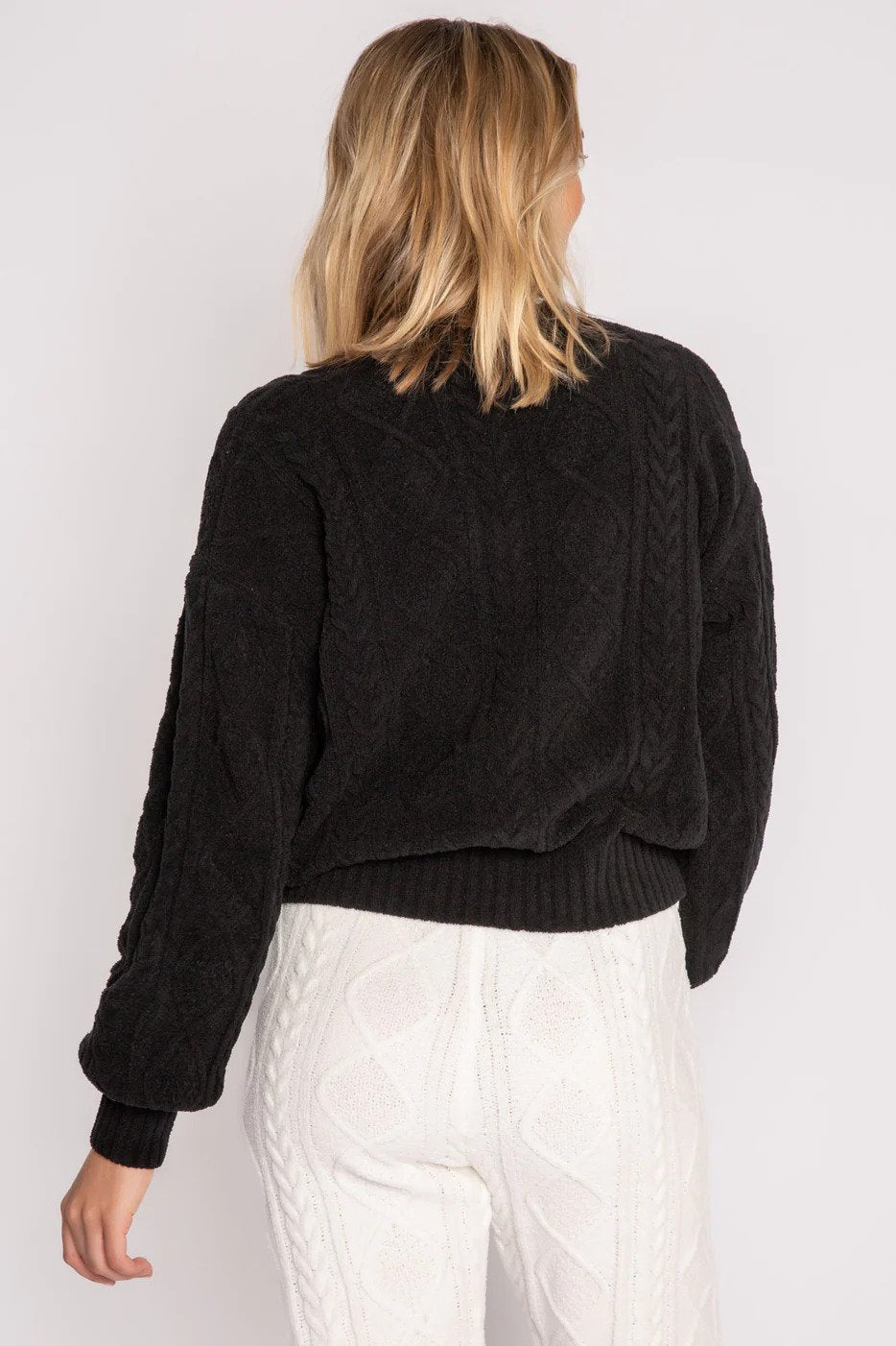 Long Sleeve Cable Lounge Top Back.