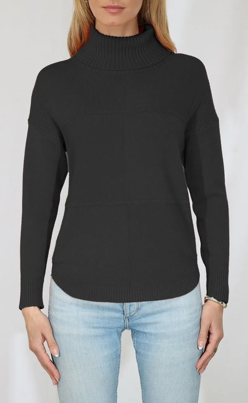 Metric Knits Curved Hem Turtleneck Black