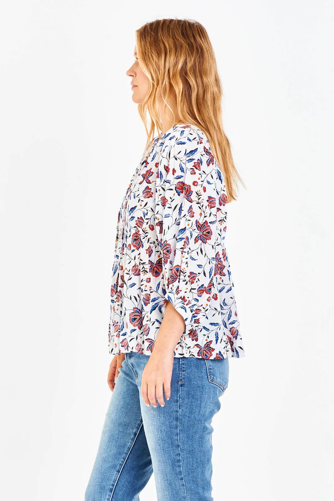 Malia V-Neck Top Lotus Trail Side.