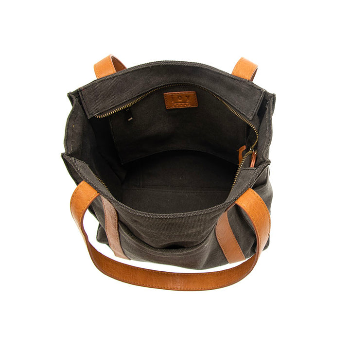 Nicola Canvas Tote Black Interior View.