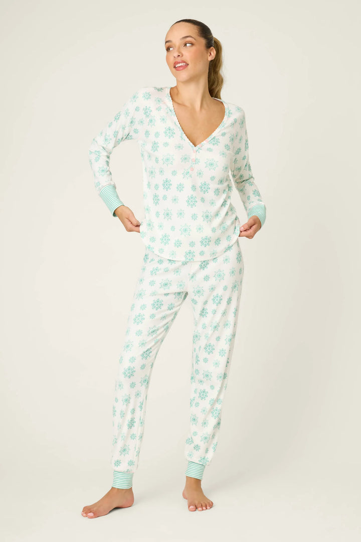 PJ Salvage Snowflake Wishes Pointelle Pants Set 2