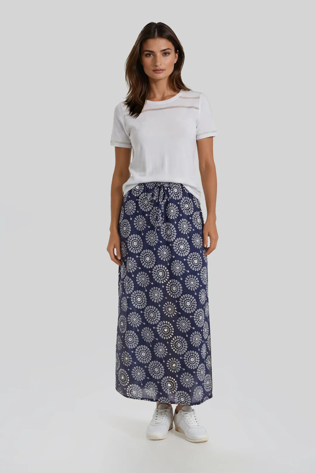 Peace of Cloth Yael Long Skirt Eyelet Navy