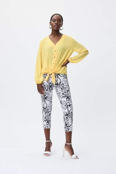 Printed Cropped Micro Twill Pants Style 231030 Full.