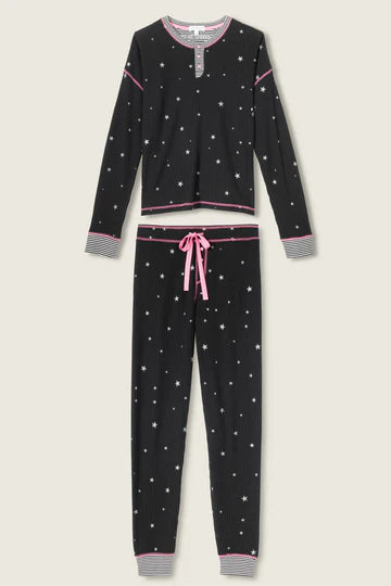 Pj Salvage Ski Jammie Classics Starlight Starbright Black PJ Set 6