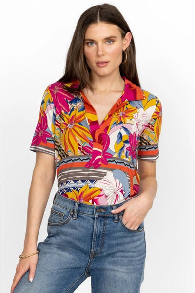 Rachel May Short Sleeve Swing Polo Standing with hand in pocket.