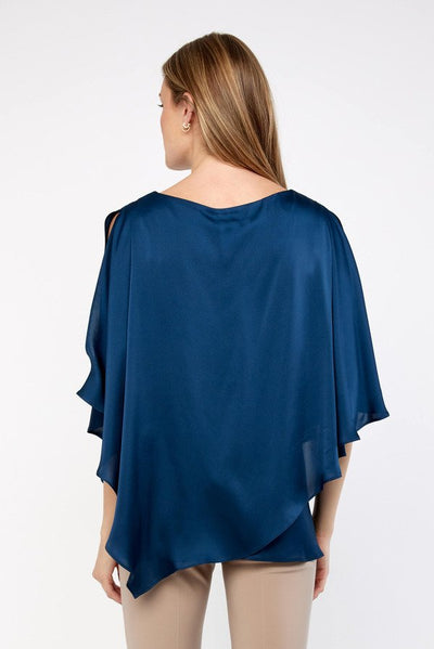 Tiered Satin Cape Blouse Style 233754 Back.