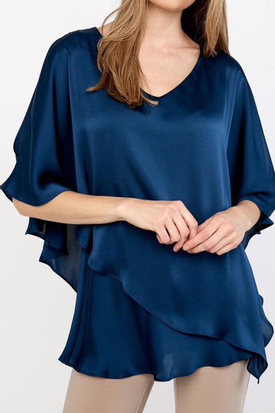 Tiered Satin Cape Blouse Style 233754 Close-up.