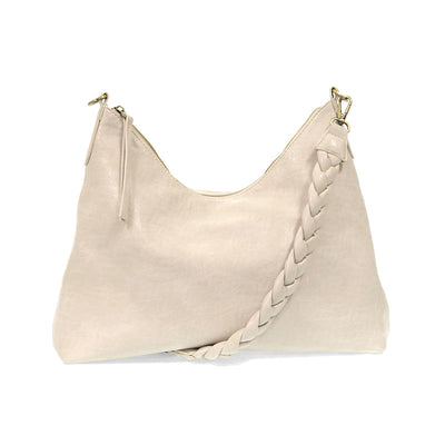 Selene Slouchy Hobo Bag with Braided Handle Strap Detail.
