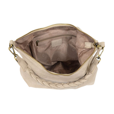 Selene Slouchy Hobo Bag with Braided Handle Interior.