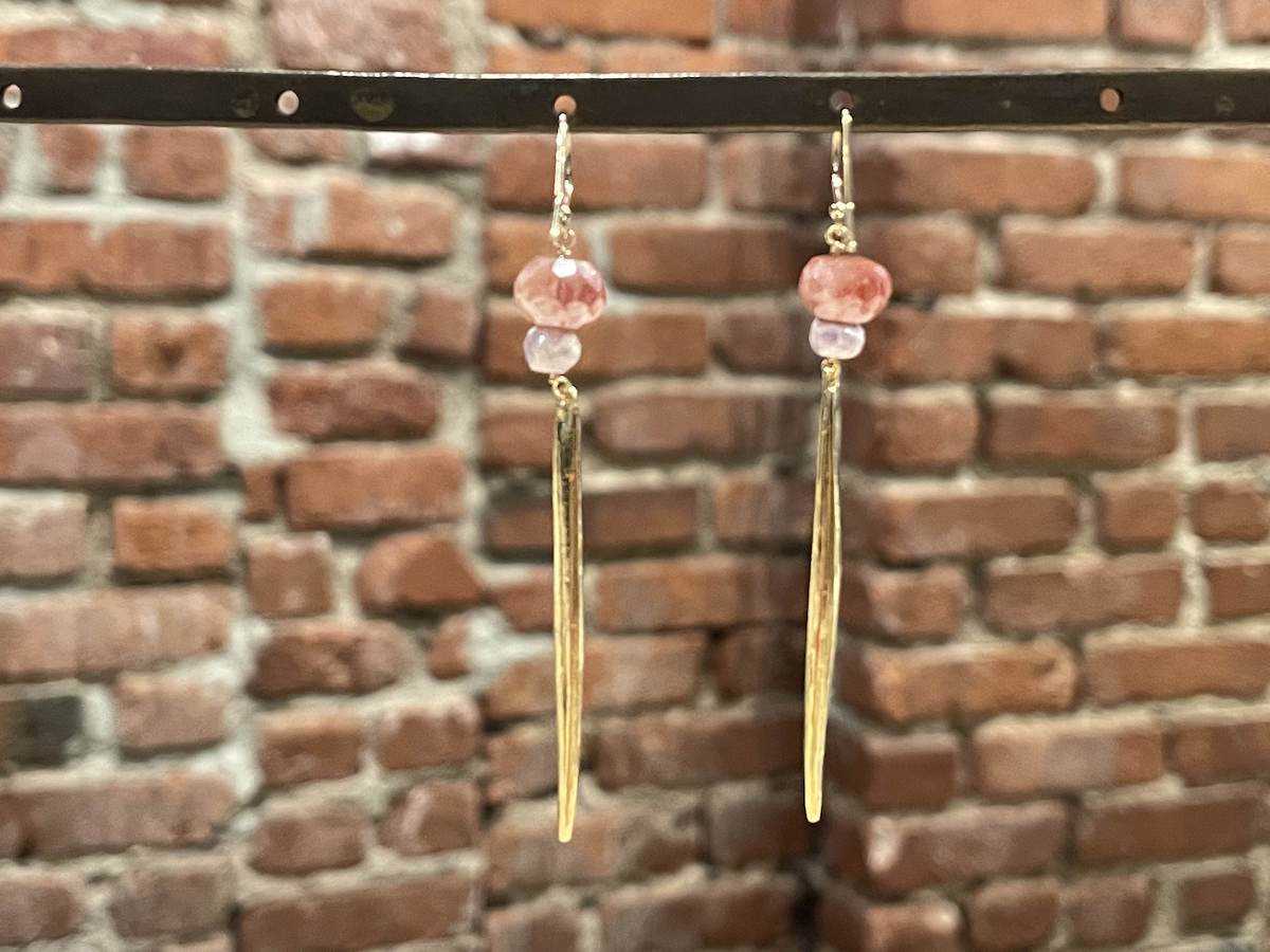 Icicle Drop Earrings with Semi Precious Stones Back.