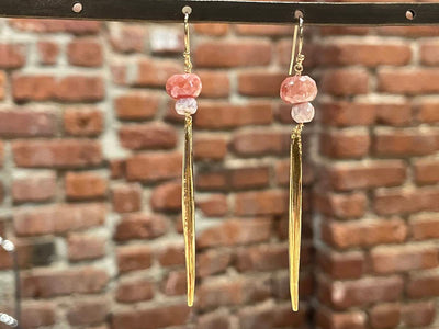 Icicle Drop Earrings with Semi Precious Stones Front.