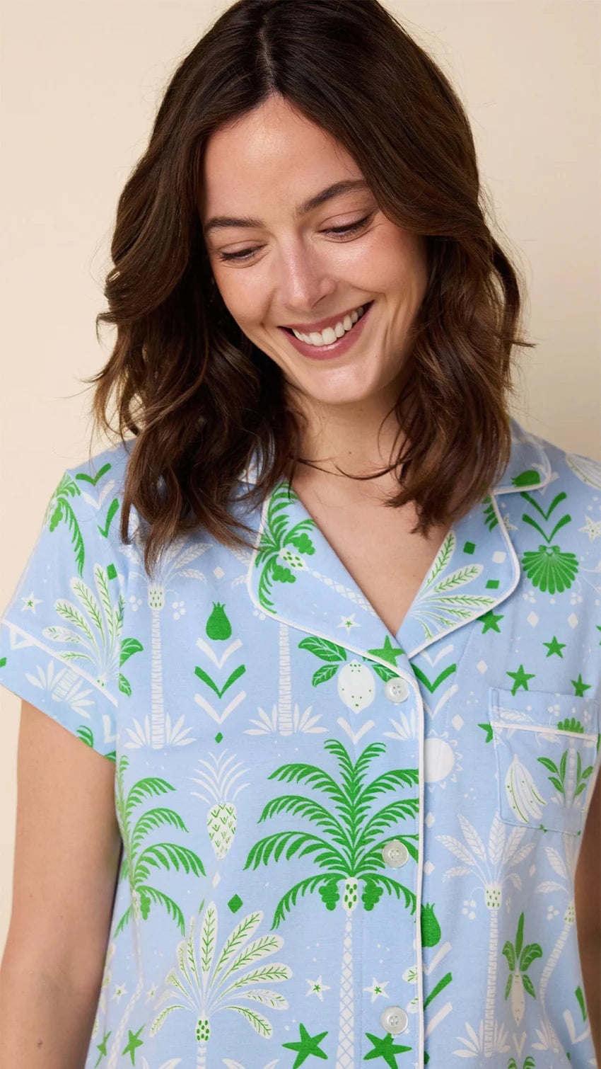 The Cat's Pajamas Tropicana Palm Pima Knit Capri Set 2