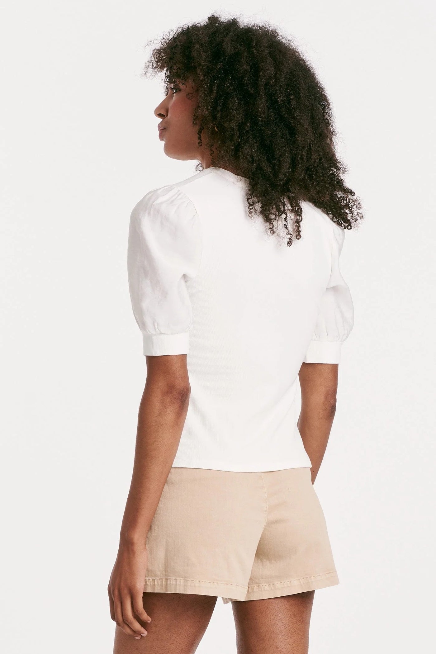 Another Love Tanner Puff Sleeve Henley White Back