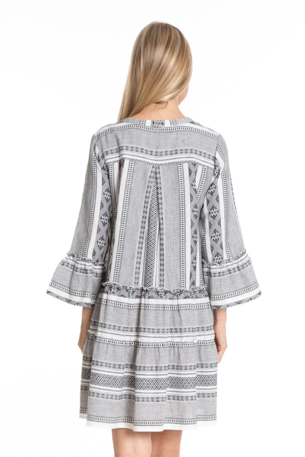 Tiered Tunic Dress With Flounce Sleeves Back.