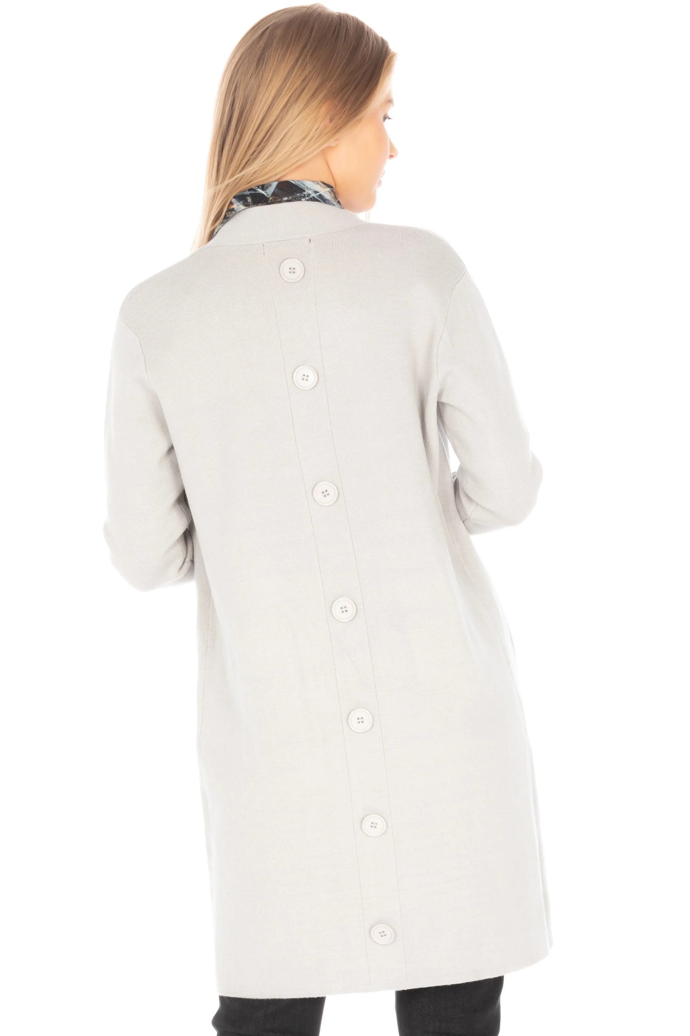 APNY Open Front Cardigan With Back Button Detail Back.