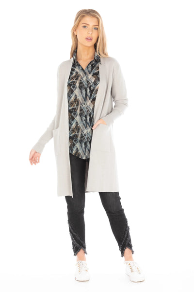 APNY Open Front Cardigan With Back Button Detail Front Pose.