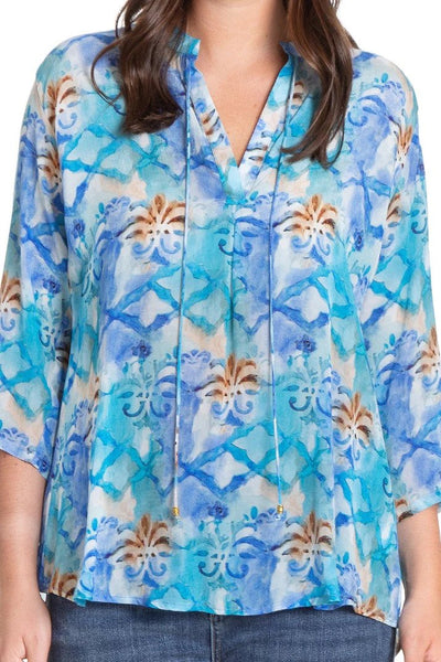 APNY Portuguese Inspired Tile Print Tunic Close-up Front.