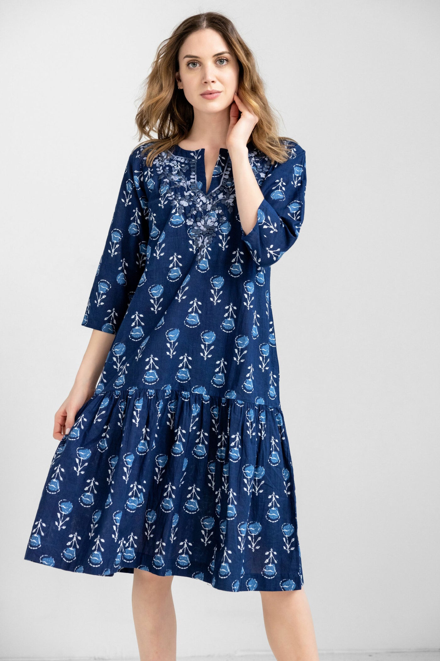 Amaya Julie Midi Dress Blue Front.