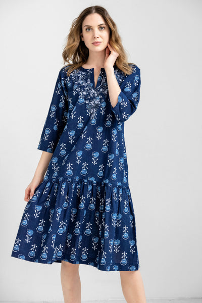 Amaya Julie Midi Dress Blue Front.