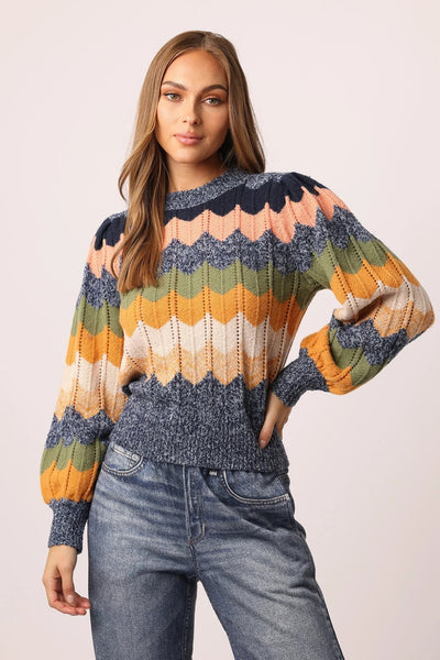 Another Love Kiana Chevron Crew Neck Sweater Front.