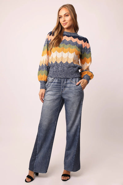 Another Love Kiana Chevron Crew Neck Sweater Full.