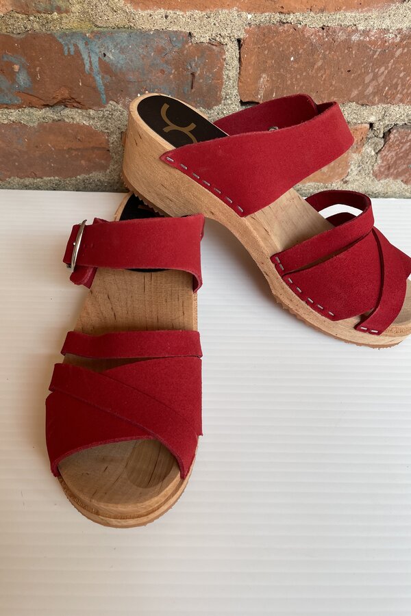 Cape Clogs Pia Red Clog Sandal in red, shop Village Vogue.