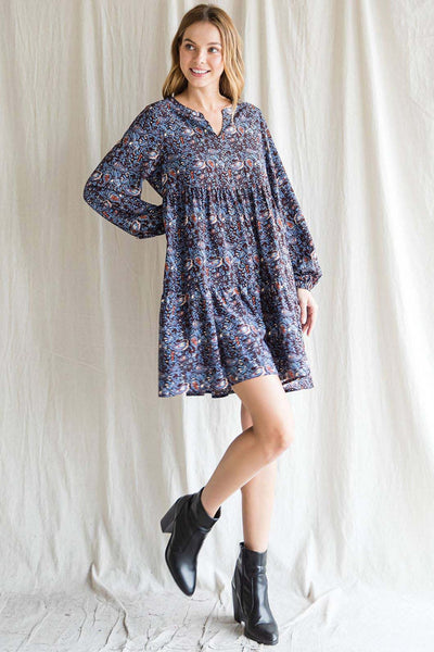 Cotton Bleu Boho Paisley Print Dress Full.