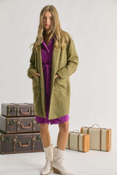 Plaid Mid-Lenght Coat
