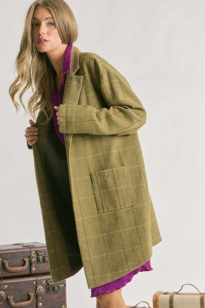 Plaid Mid-Lenght Coat