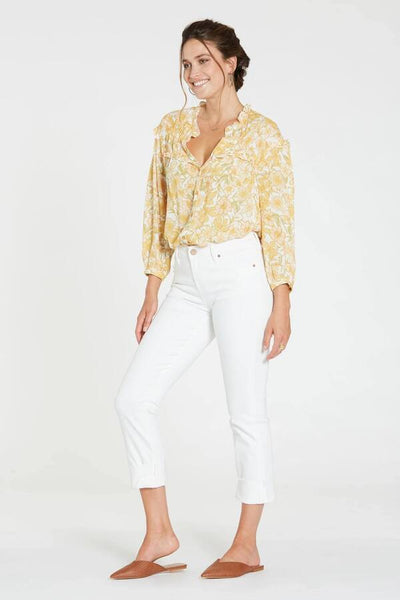 Dear John 9-1/2 Highrise Blaire Slim Straight Cut in Optic White available at Village Vogue.