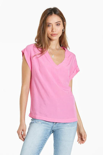 Dear John Denim Camila Drop Shoulder Top Carmine Front.