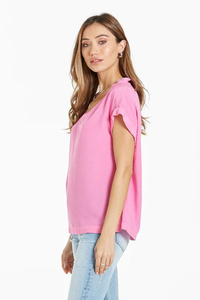 Dear John Denim Camila Drop Shoulder Top Carmine Side.
