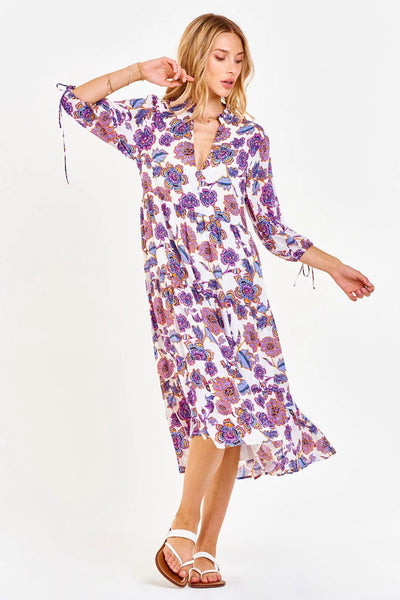 Dear John Denimn Joan Deep V Dress Day Dreamer Pose.