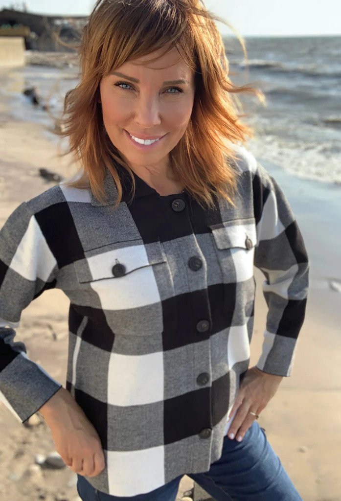 Ethyl Stadium Suite Sweater, Pose on the Beach.