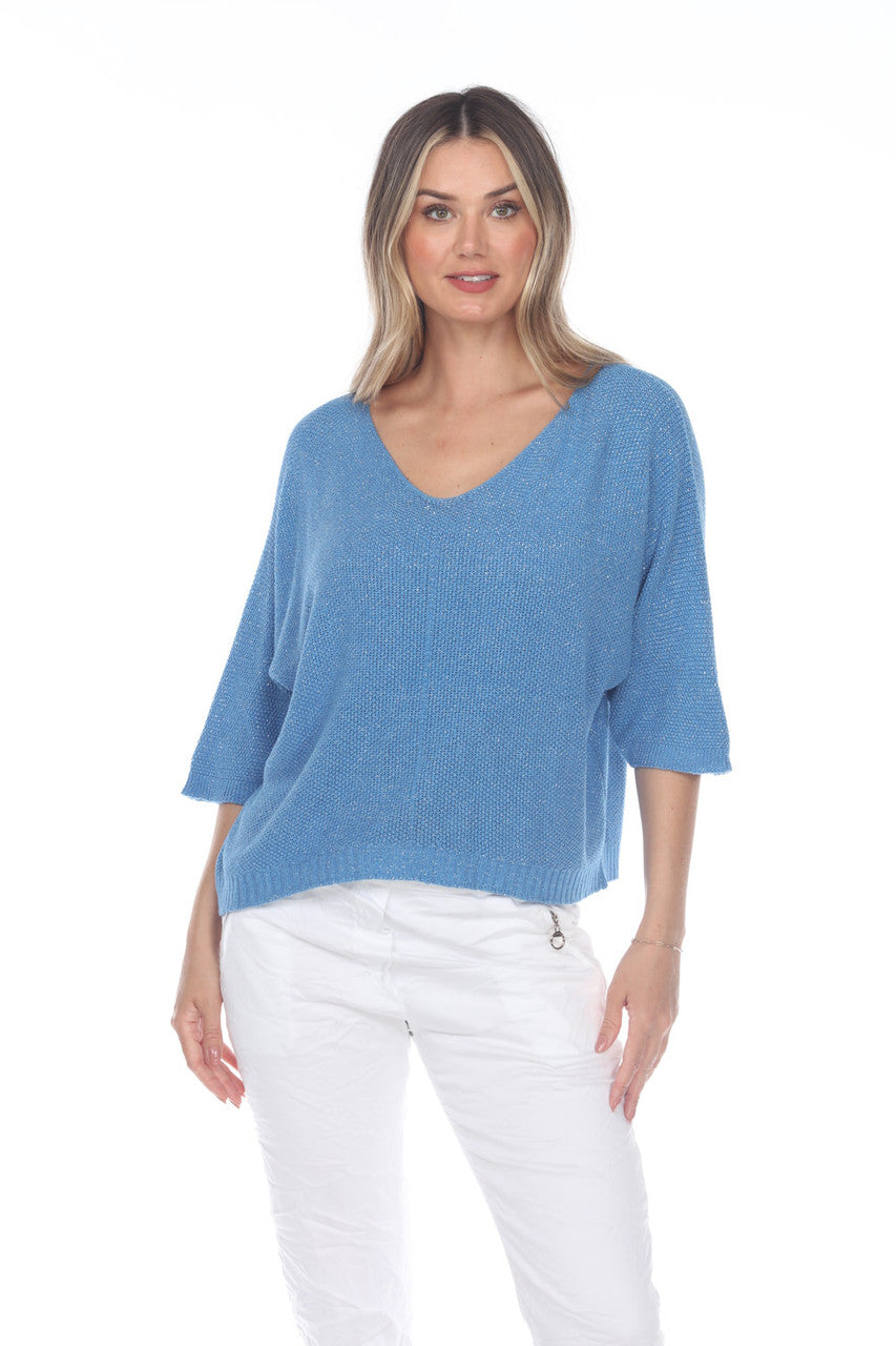 Flora Ashley Knit Lurex Sweater Royal Blue Front.