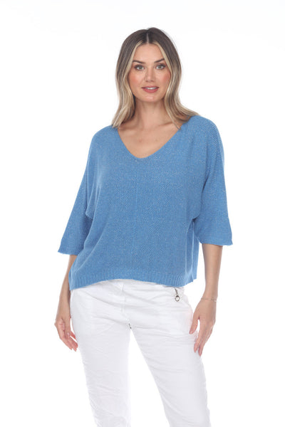 Flora Ashley Knit Lurex Sweater Royal Blue Front.