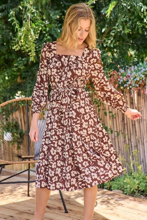 Hailey & Co Floral print Midi  Dress Front.