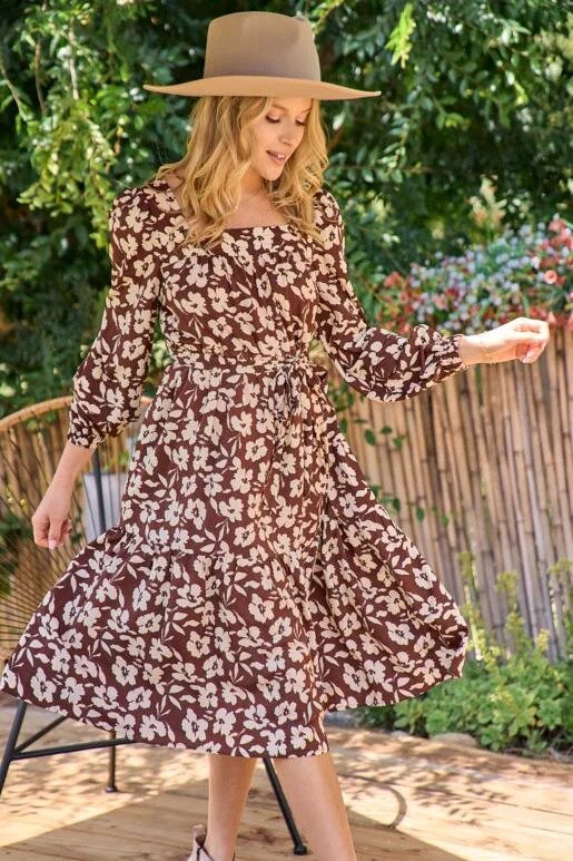 Hailey & Co Floral print Midi  Dress Strutting.